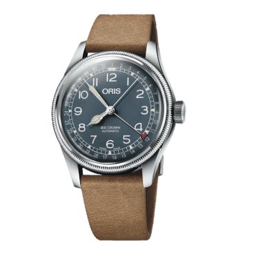 Oris Big Crown Pointer Date cadran bleu bracelet cuir 40 mm, 40mm