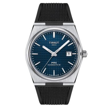 TISSOT PRX Powermatic 80 automatique cadran bleu bracelet caoutchouc noir 40 mm, 40mm